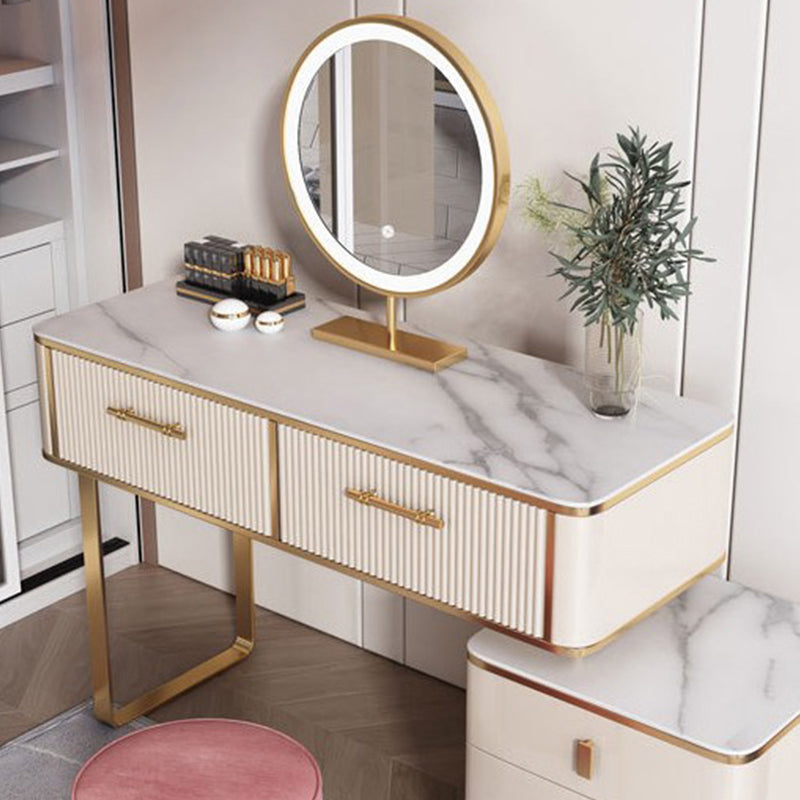 Glam 17.71" Wide Vanity Set Stone Dressing Table with Drawer