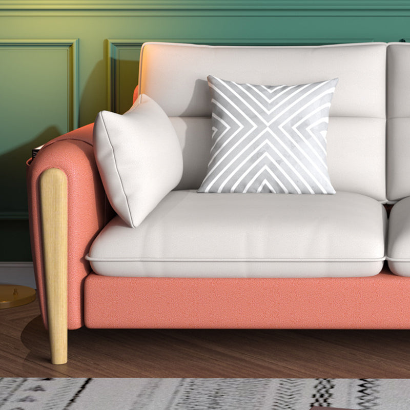 Round Arm Sectional Sofa with Storage Faux Leather Sectional Ottoman Included