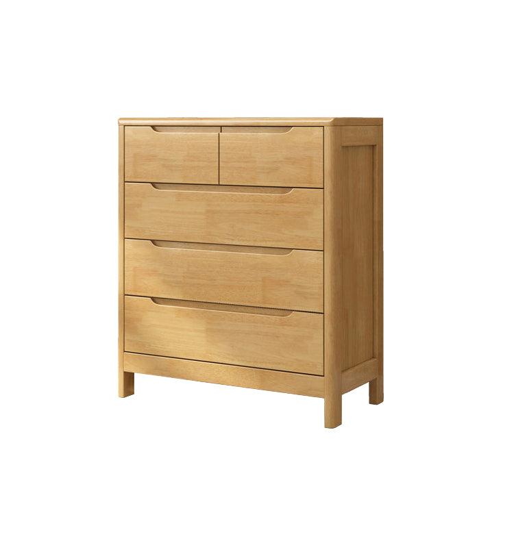 Solid Wood Cabinet with Drawers 15.7" D Rectangular Chest in Rubberwood