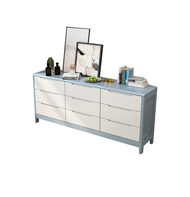 Solid Wood Cabinet with Drawers 15.7" D Rectangular Chest in Rubberwood