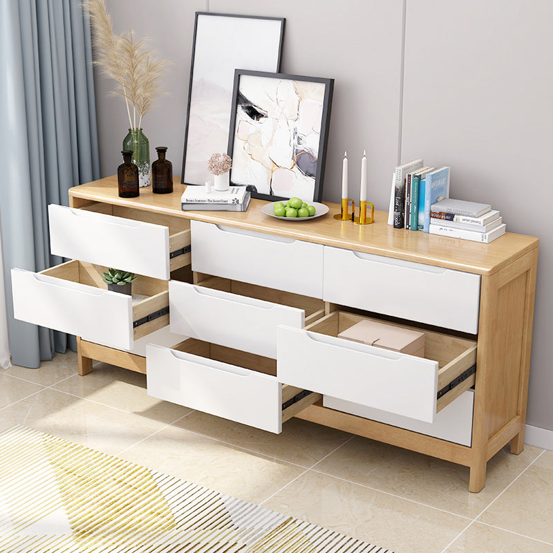 Solid Wood Cabinet with Drawers 15.7" D Rectangular Chest in Rubberwood