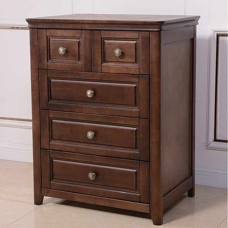 Mid-Century Modern Solid Wood Accent Chest with Drawers in Brown
