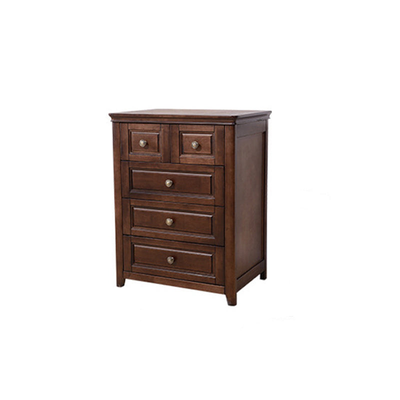 Mid-Century Modern Solid Wood Accent Chest with Drawers in Brown