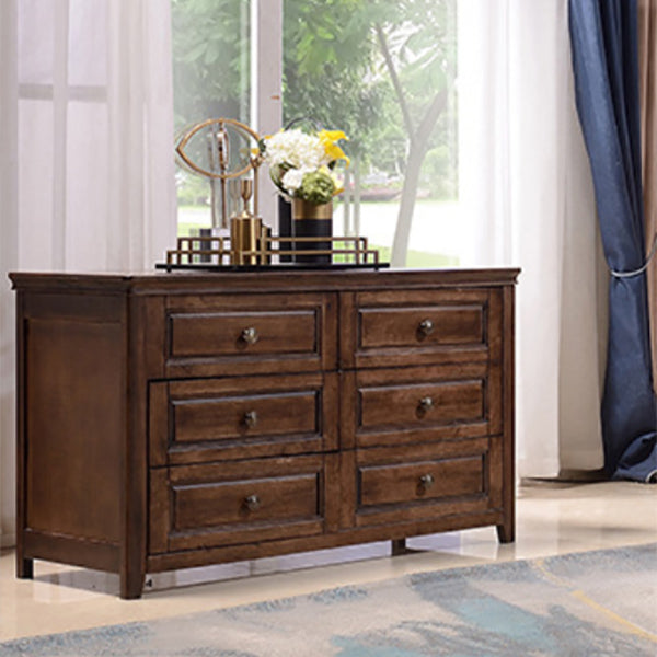 Mid-Century Modern Solid Wood Accent Chest with Drawers in Brown