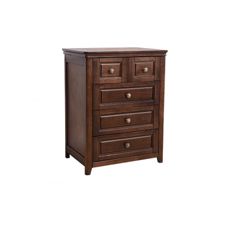 Mid-Century Modern Solid Wood Accent Chest with Drawers in Brown