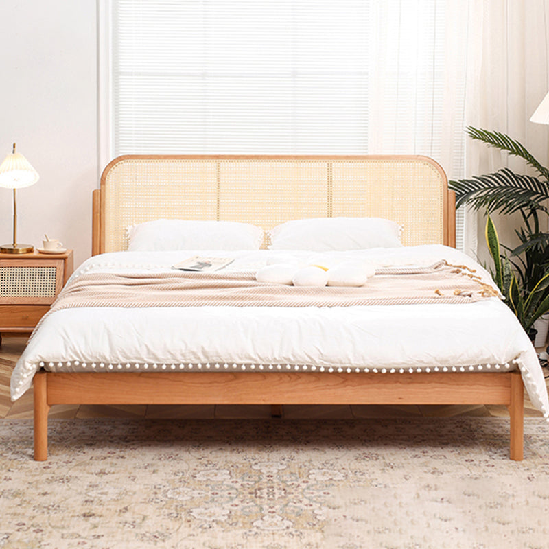 Tropical Standard Bed Cherry Solid Color Bed Frame With Custom Gold Legs