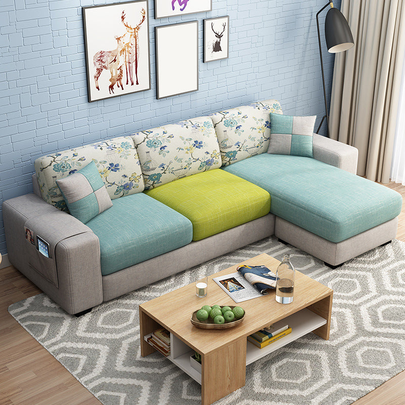 Scandinavian Fabric Sectional Sofa Square Arm Sectional with Storage