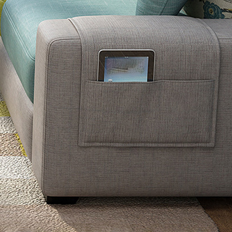 Scandinavian Fabric Sectional Sofa Square Arm Sectional with Storage