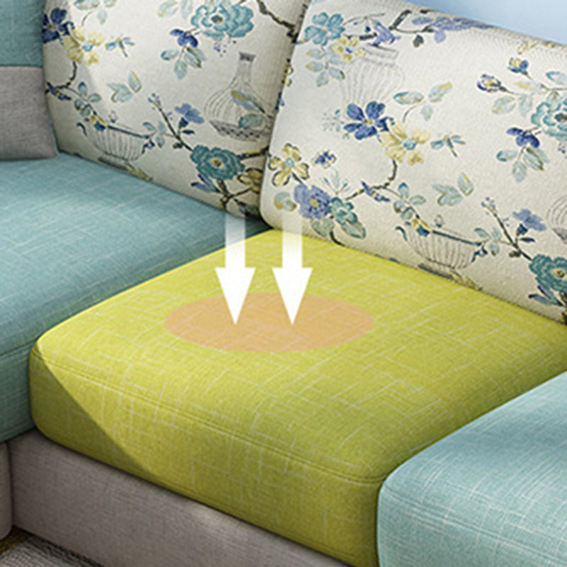 Scandinavian Fabric Sectional Sofa Square Arm Sectional with Storage