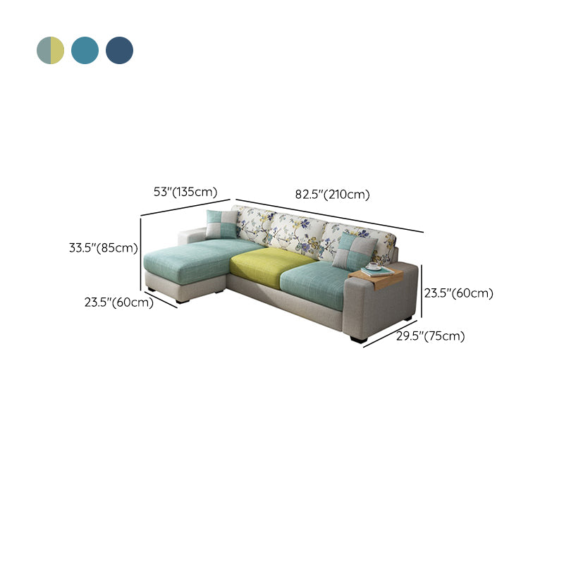Scandinavian Fabric Sectional Sofa Square Arm Sectional with Storage