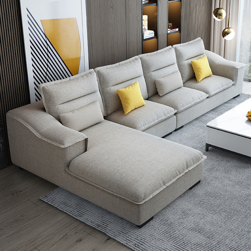 Modern Pillow Back Sectional Sofa Linen Sloped Arm Sectional