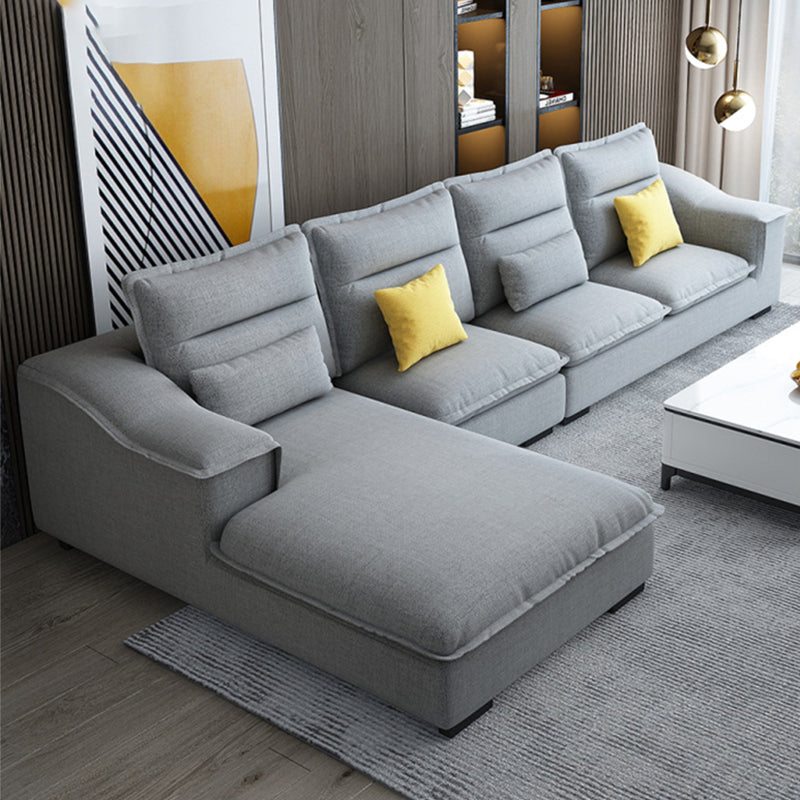 Modern Pillow Back Sectional Sofa Linen Sloped Arm Sectional