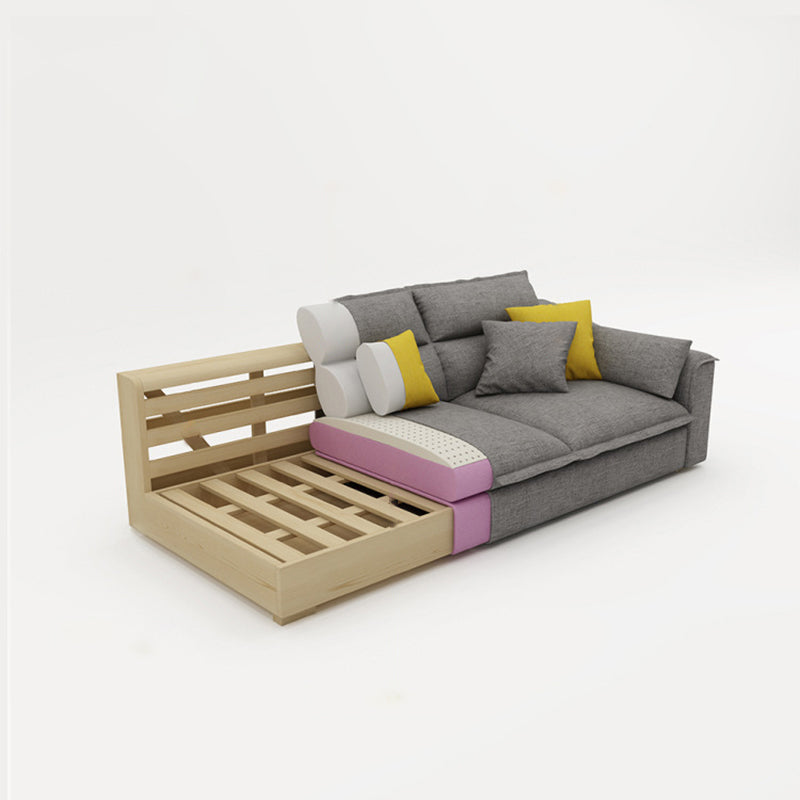 Modern Pillow Back Sectional Sofa Linen Sloped Arm Sectional