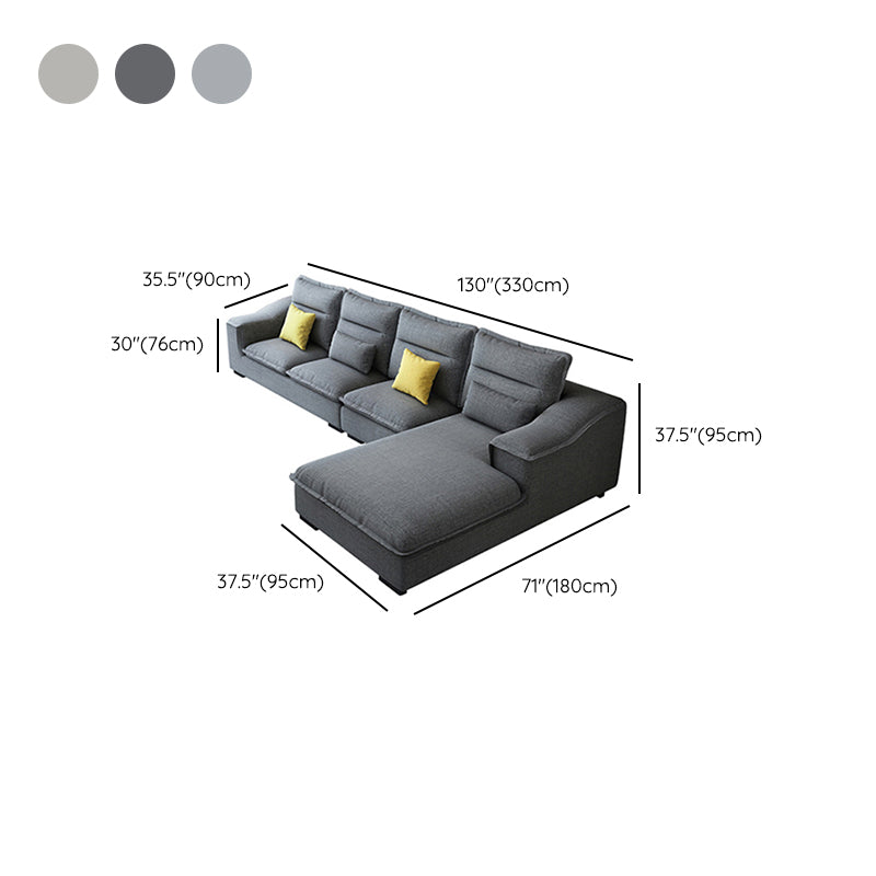 Modern Pillow Back Sectional Sofa Linen Sloped Arm Sectional
