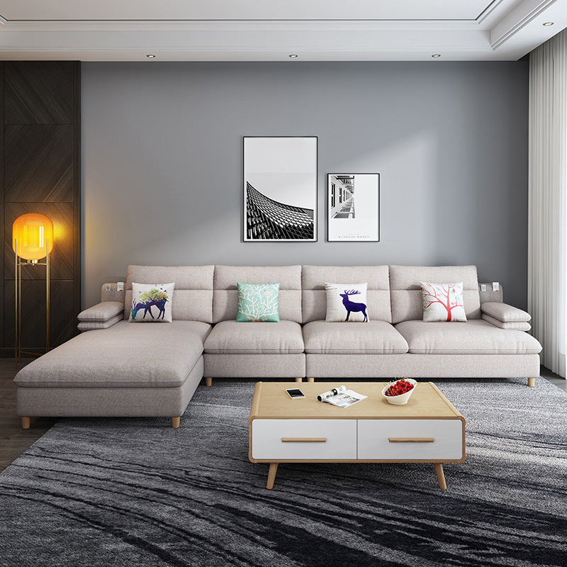 Scandinavian 4-seater Fabric Sectional Slipcovered Pillow Top Arm Sectional