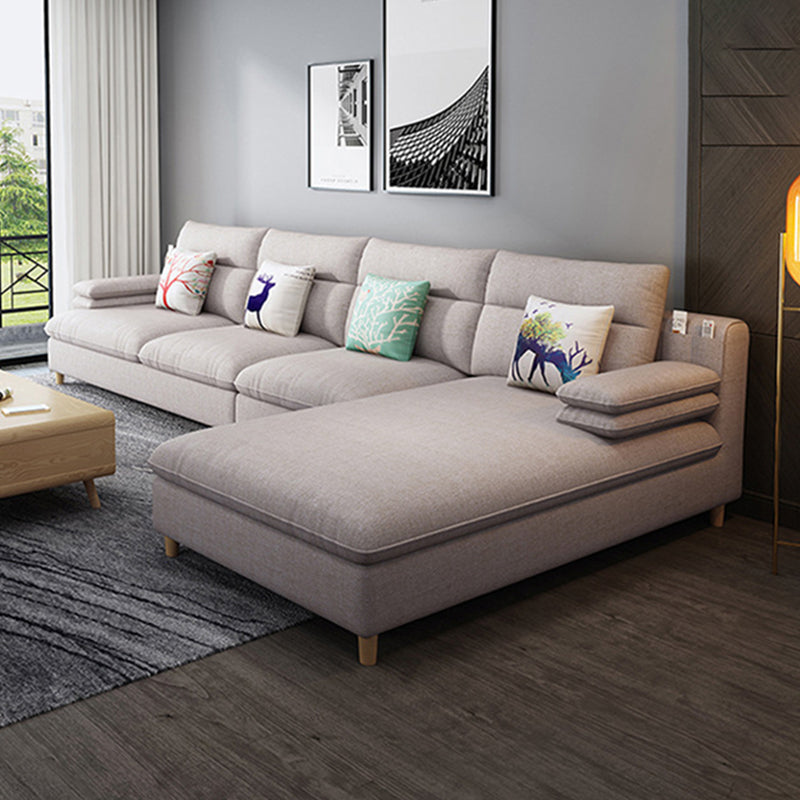 Scandinavian 4-seater Fabric Sectional Slipcovered Pillow Top Arm Sectional