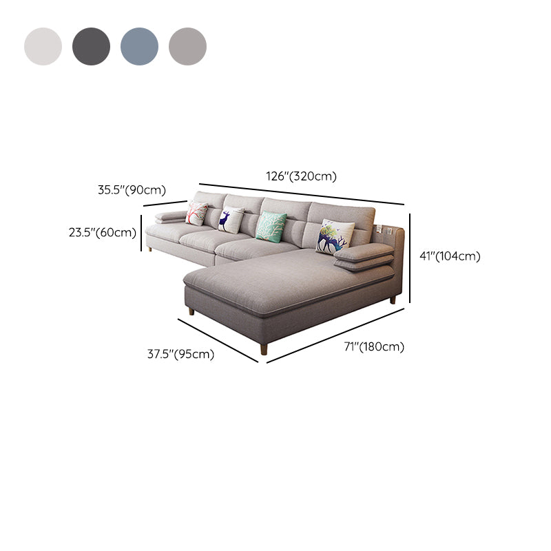 Scandinavian 4-seater Fabric Sectional Slipcovered Pillow Top Arm Sectional