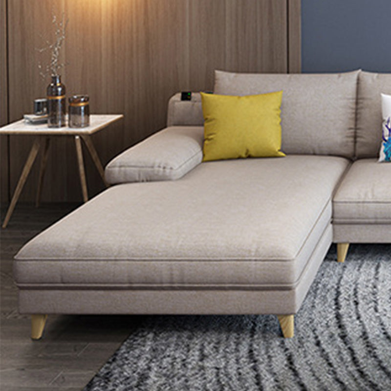 4-seater L-shape Sectional Fabric Pillow Top Arm Sectional with Pillows