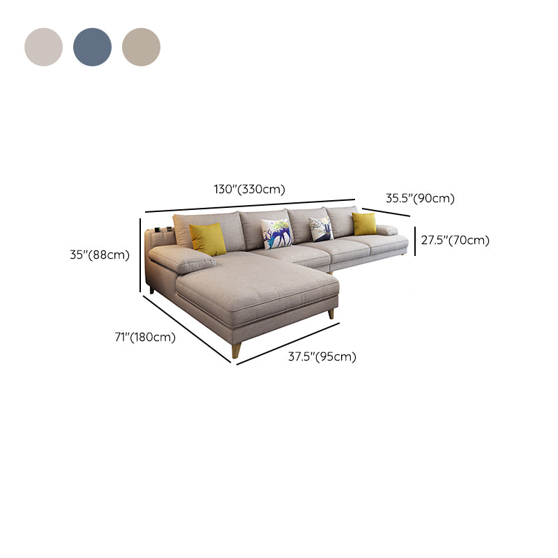 4-seater L-shape Sectional Fabric Pillow Top Arm Sectional with Pillows
