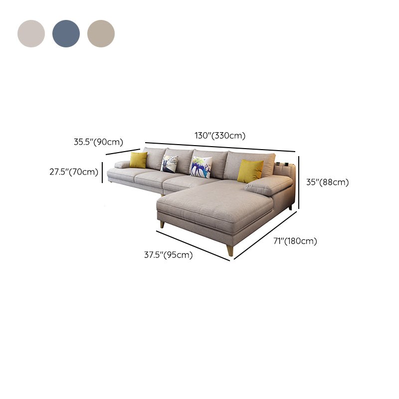 4-seater L-shape Sectional Fabric Pillow Top Arm Sectional with Pillows