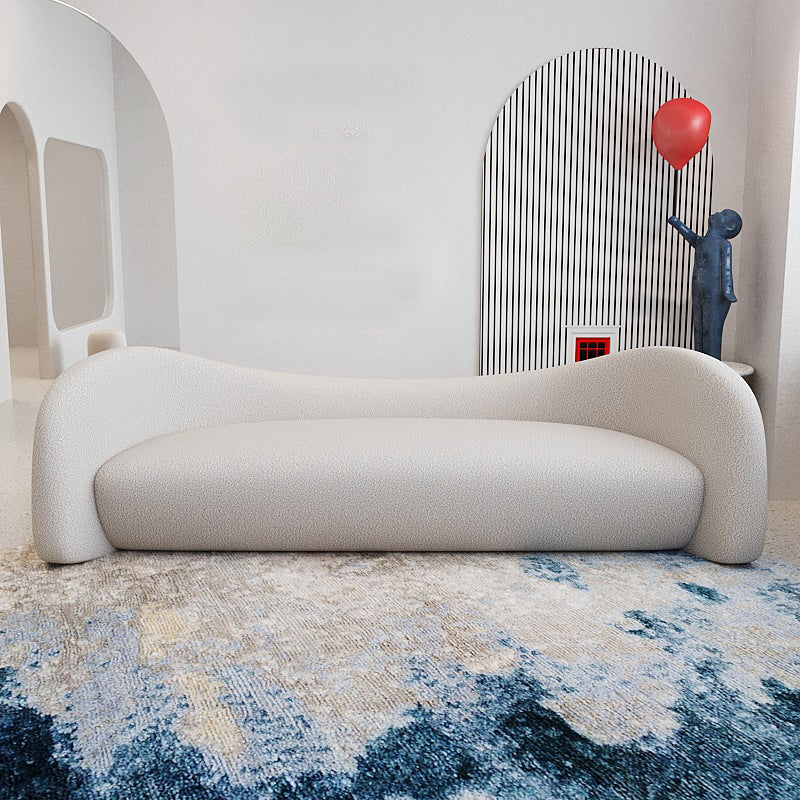 Contemporary White Wool Sofa with Recessed Arm for Apartment