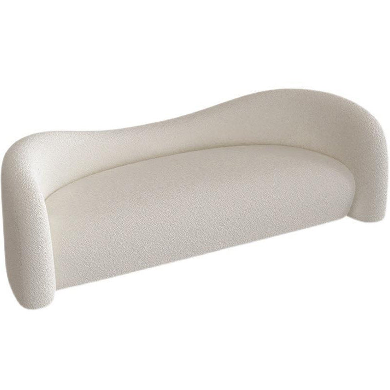 Contemporary White Wool Sofa with Recessed Arm for Apartment