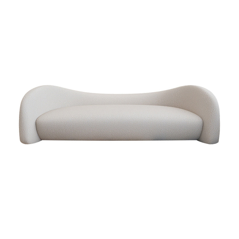 Contemporary White Wool Sofa with Recessed Arm for Apartment