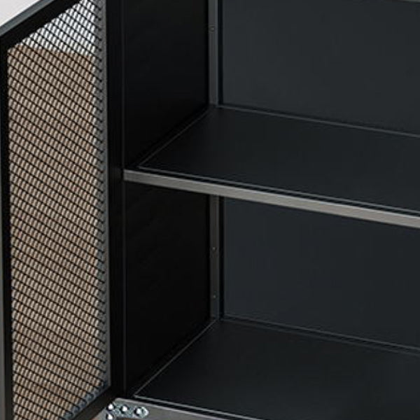 29.5" Tall Metal Accent Cabinet Industrial 2 - Door Chest with Wood Top