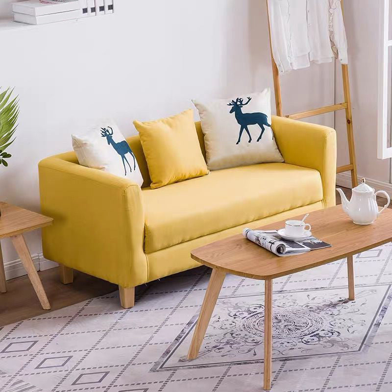 Contemporary 23.62" H Cotton Blend Tuxedo Arm Sofa for Living Room