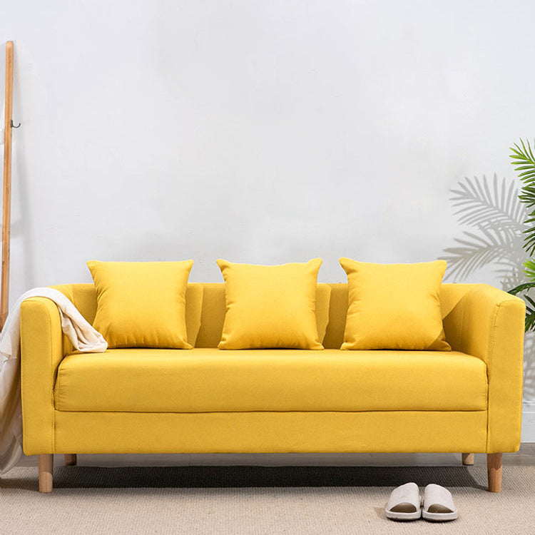 Contemporary 23.62" H Cotton Blend Tuxedo Arm Sofa for Living Room