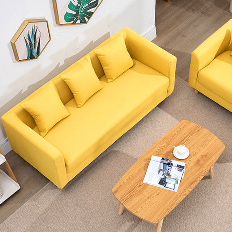 Contemporary 23.62" H Cotton Blend Tuxedo Arm Sofa for Living Room