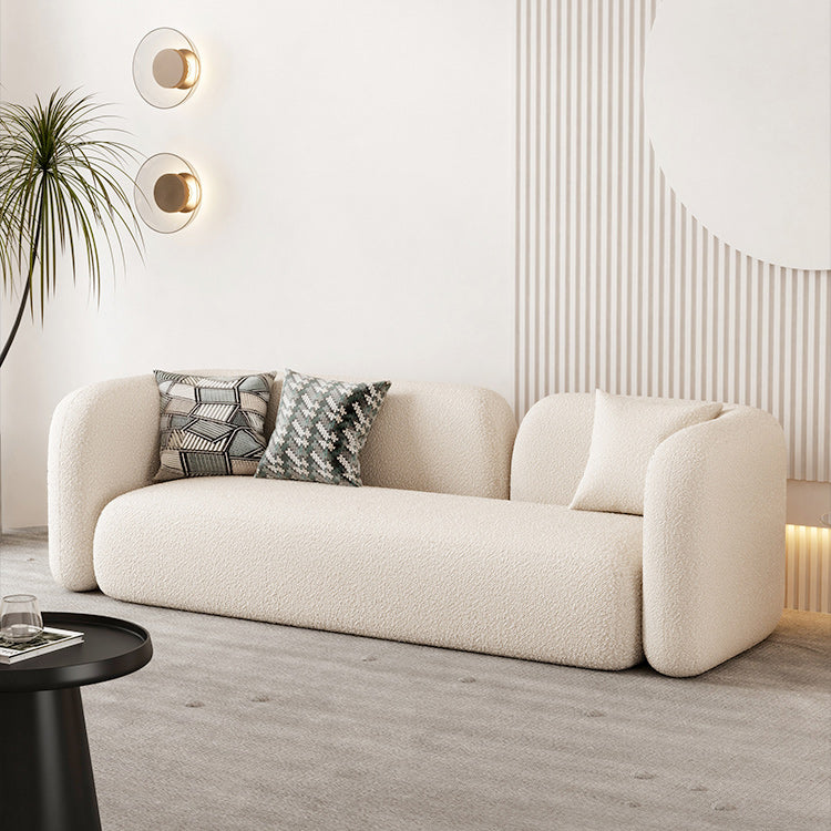 Contemporary 28.74" H White Wool Tuxedo Arm Sofa for Living Room