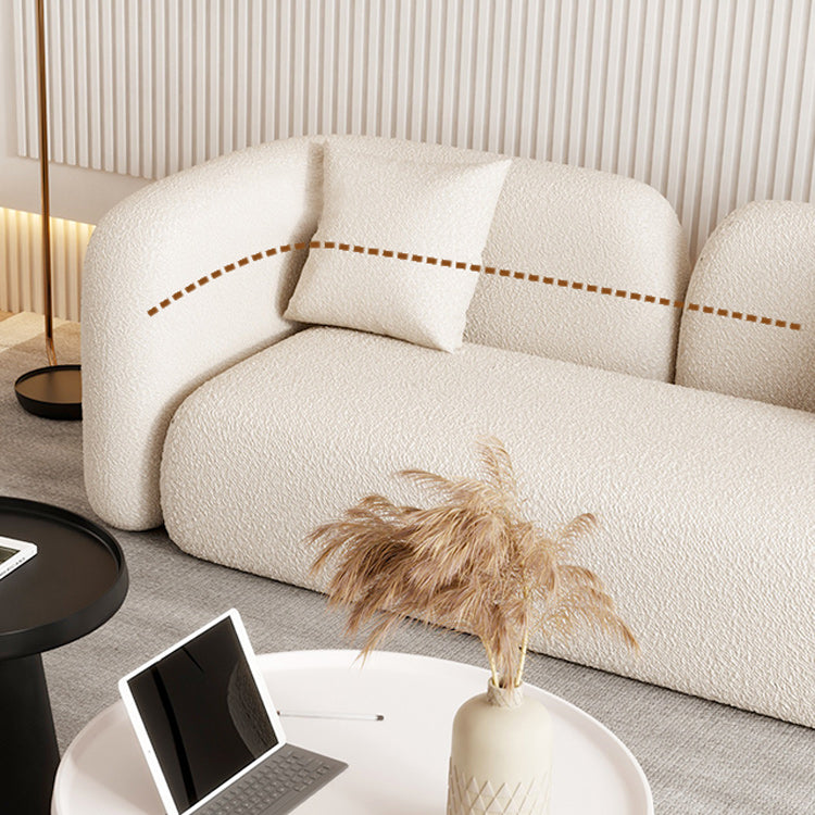 Contemporary 28.74" H White Wool Tuxedo Arm Sofa for Living Room