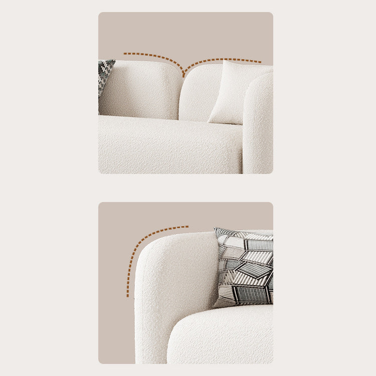 Contemporary 28.74" H White Wool Tuxedo Arm Sofa for Living Room
