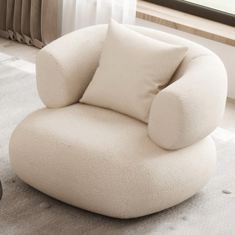 Contemporary 28.74" H White Wool Tuxedo Arm Sofa for Living Room