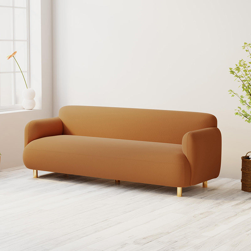 Contemporary Faux Leather Sofa with Square and Tight Back in Solid Wood