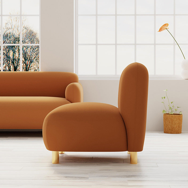 Contemporary Faux Leather Sofa with Square and Tight Back in Solid Wood