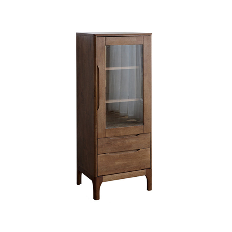 1 - Door and 2 - Drawer Storage Cabinet Wood 15.7" D Chest with Glass Door