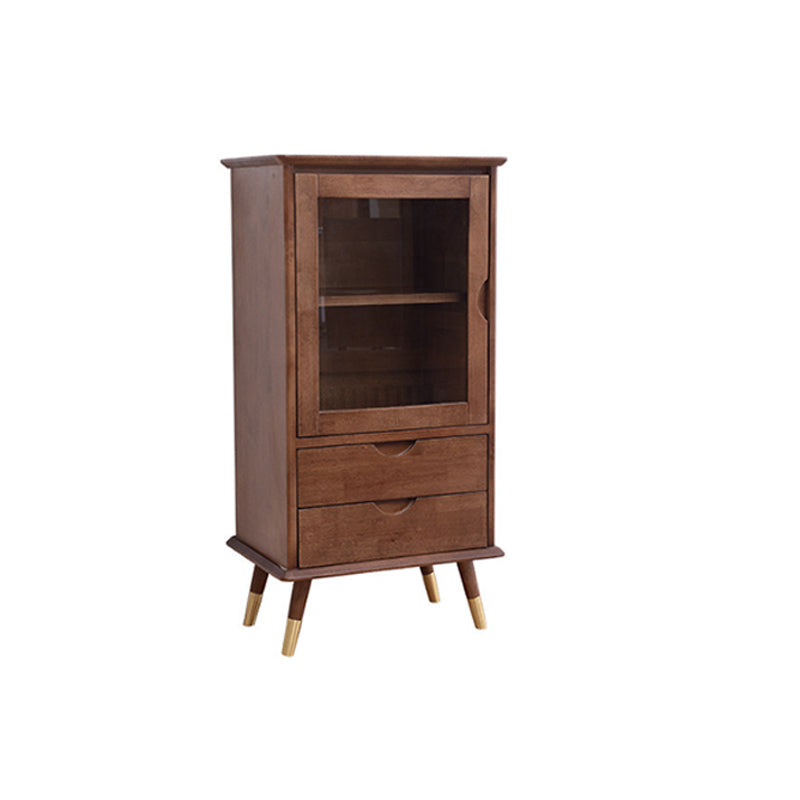 1 - Door and 2 - Drawer Storage Cabinet Wood 15.7" D Chest with Glass Door