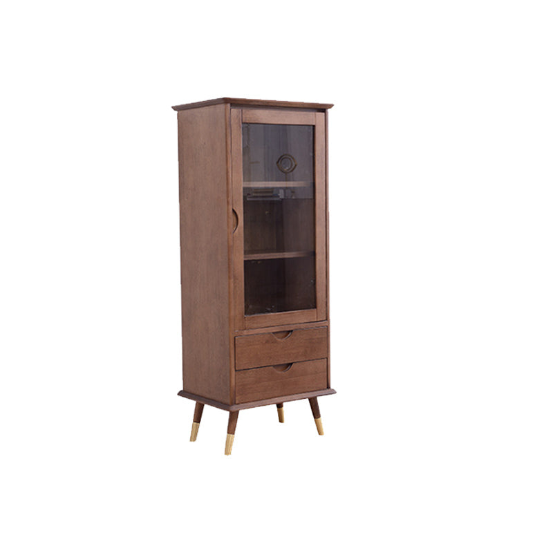 1 - Door and 2 - Drawer Storage Cabinet Wood 15.7" D Chest with Glass Door