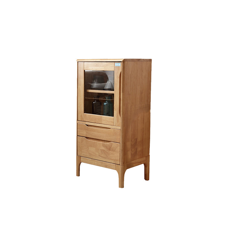 1 - Door and 2 - Drawer Storage Cabinet Wood 15.7" D Chest with Glass Door