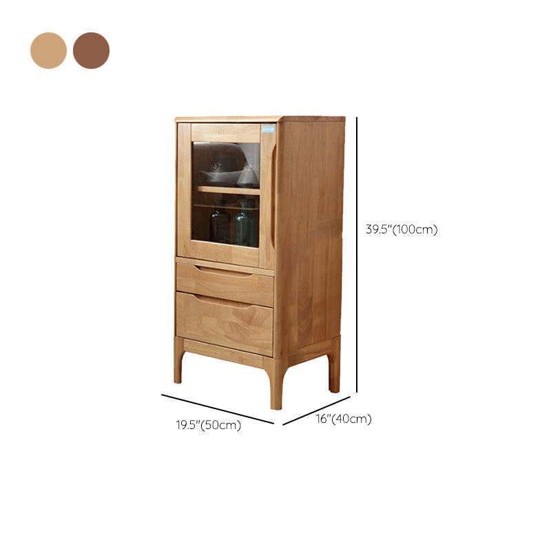 1 - Door and 2 - Drawer Storage Cabinet Wood 15.7" D Chest with Glass Door