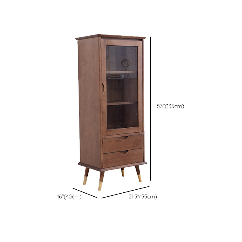 1 - Door and 2 - Drawer Storage Cabinet Wood 15.7" D Chest with Glass Door