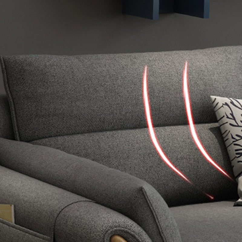 Fabric Ottoman Included Sectional Sofa Slipcovered Flared Arm Sectional