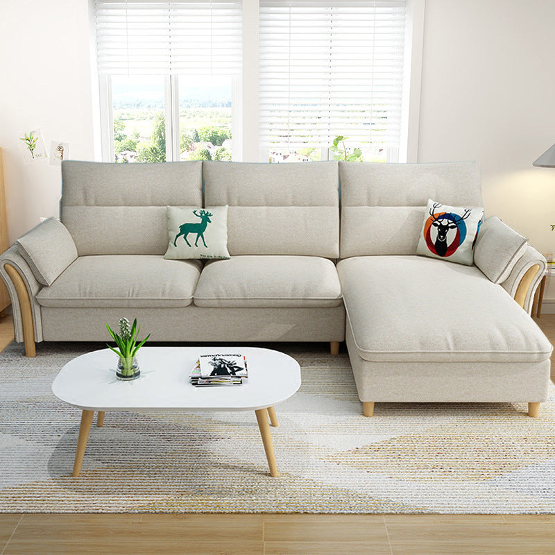 Fabric Ottoman Included Sectional Sofa Slipcovered Flared Arm Sectional