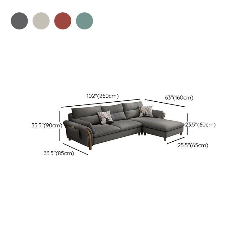 Fabric Ottoman Included Sectional Sofa Slipcovered Flared Arm Sectional