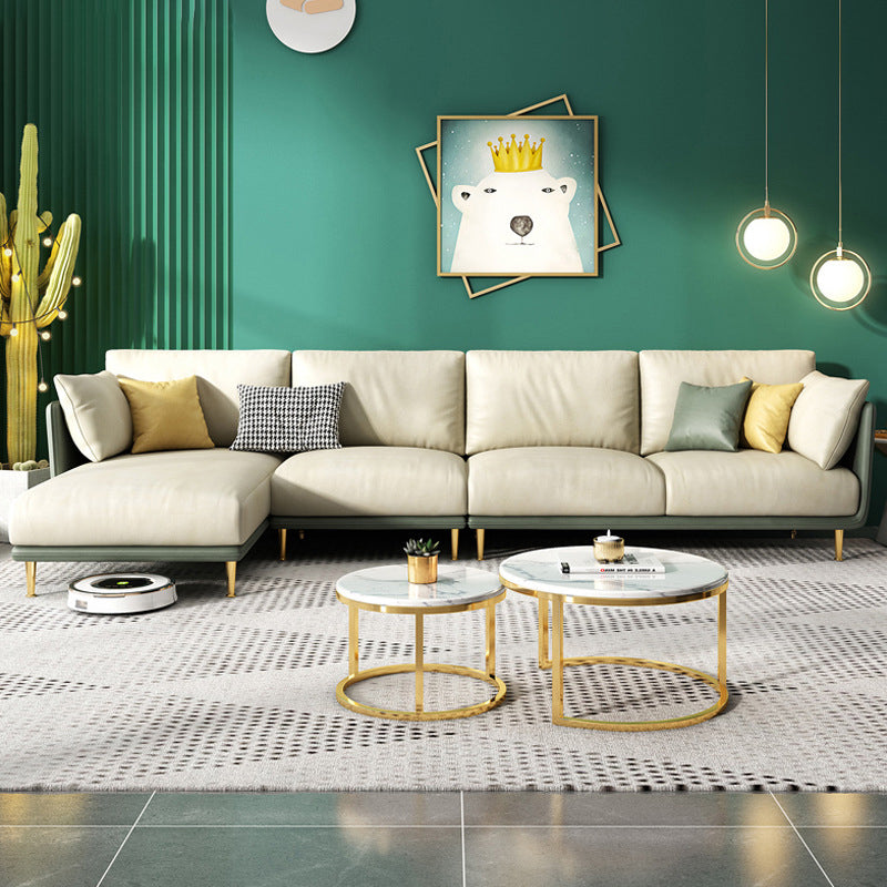 Luxurious Faux Leather Sectional 3/4-seat 34.25" High Sectional Sofa