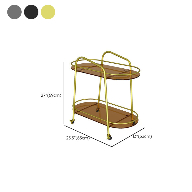 Modernistic Side Table Glass with Storage Oval Double Tier Living Room