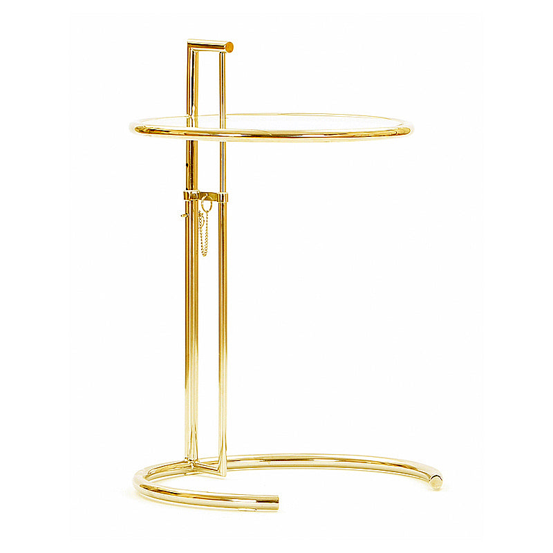 Contemporary Round End Table Glass Living Room Metal Abstract Side Table