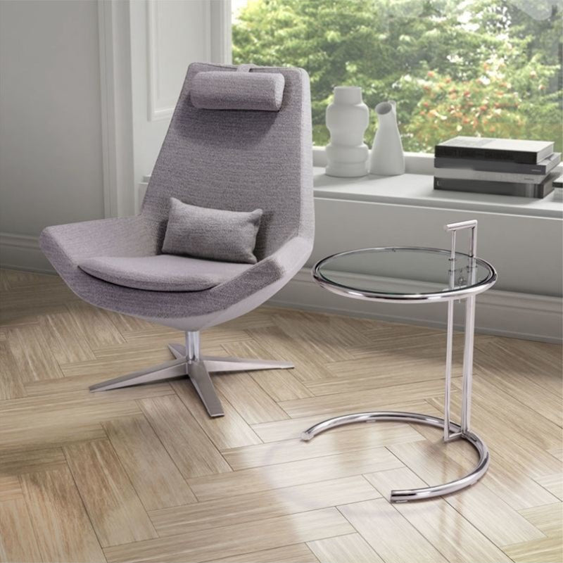 Contemporary Round End Table Glass Living Room Metal Abstract Side Table